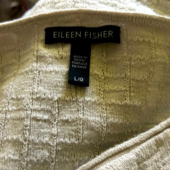 Eileen Fisher Light Gray Grey Textured Sweater Top Sz Large Neutral Sand oatmeal - Picture 4 of 7